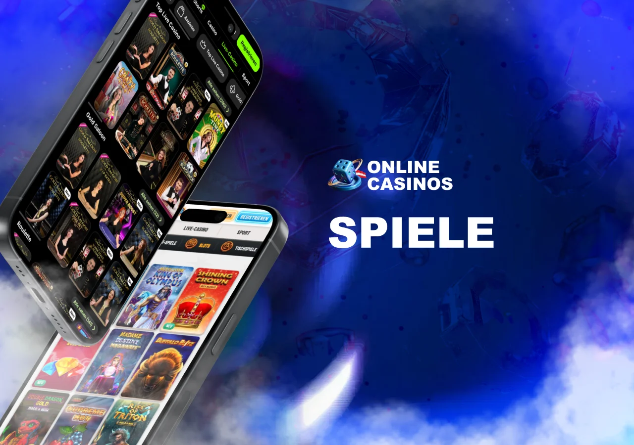Verfügbare Casinospiele wie Slots, Tischspiele und Live-Casino in neuen Plattformen